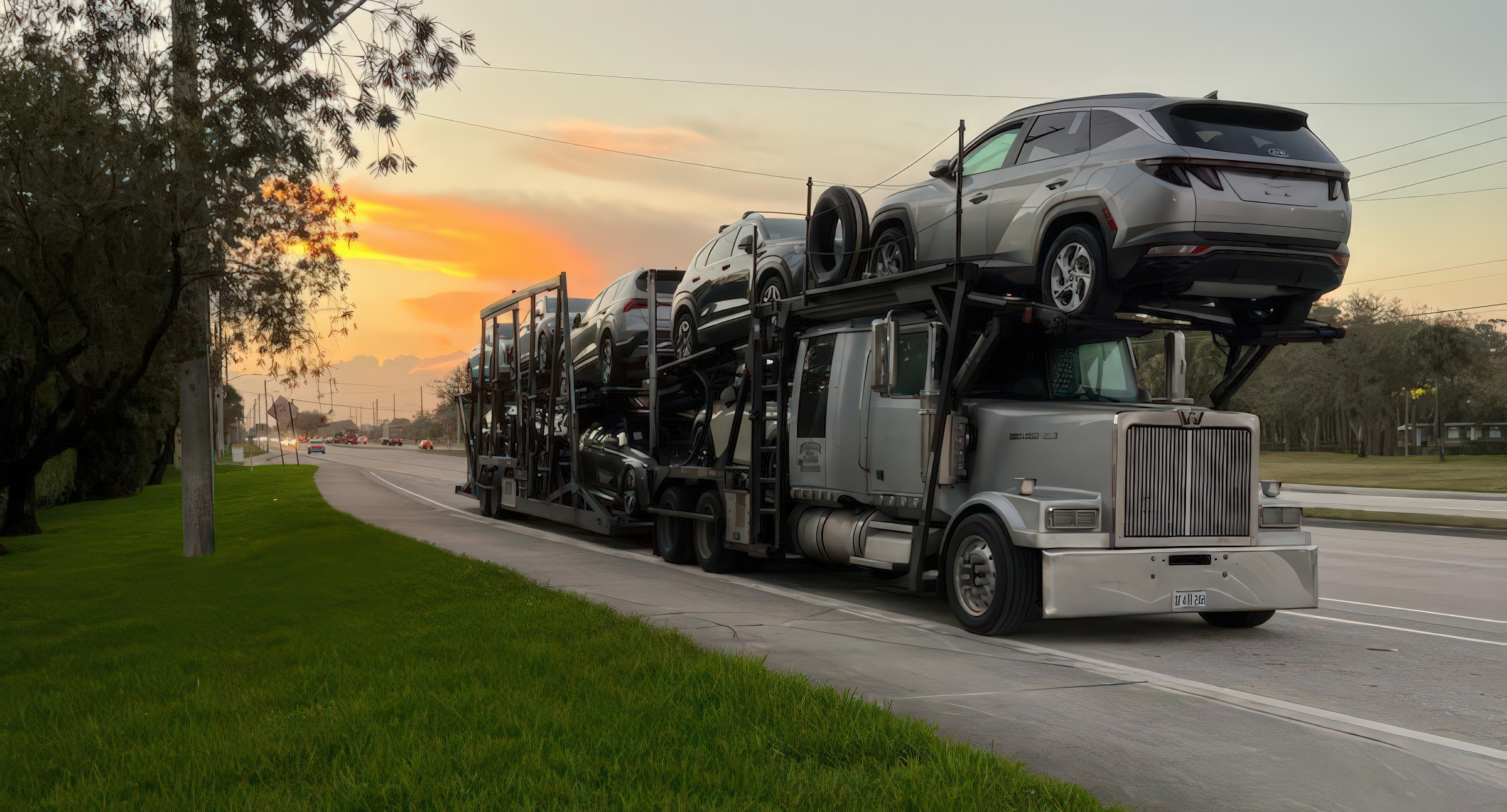 Professional car carrier truck transporting vehicles - Iggy's Transport auto shipping services Miami Florida